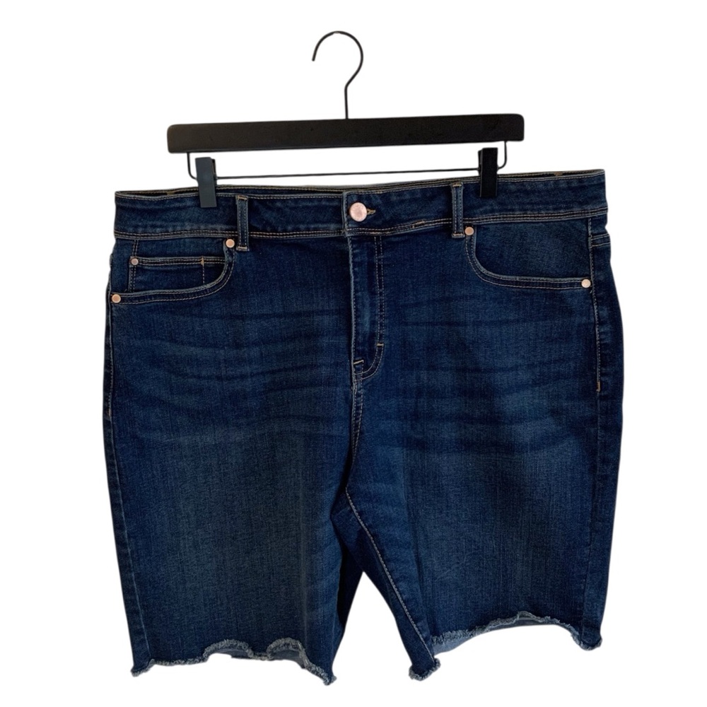 Jordache Women's Plus Size 18 Dark Blue Jean Denim Bermuda Shorts